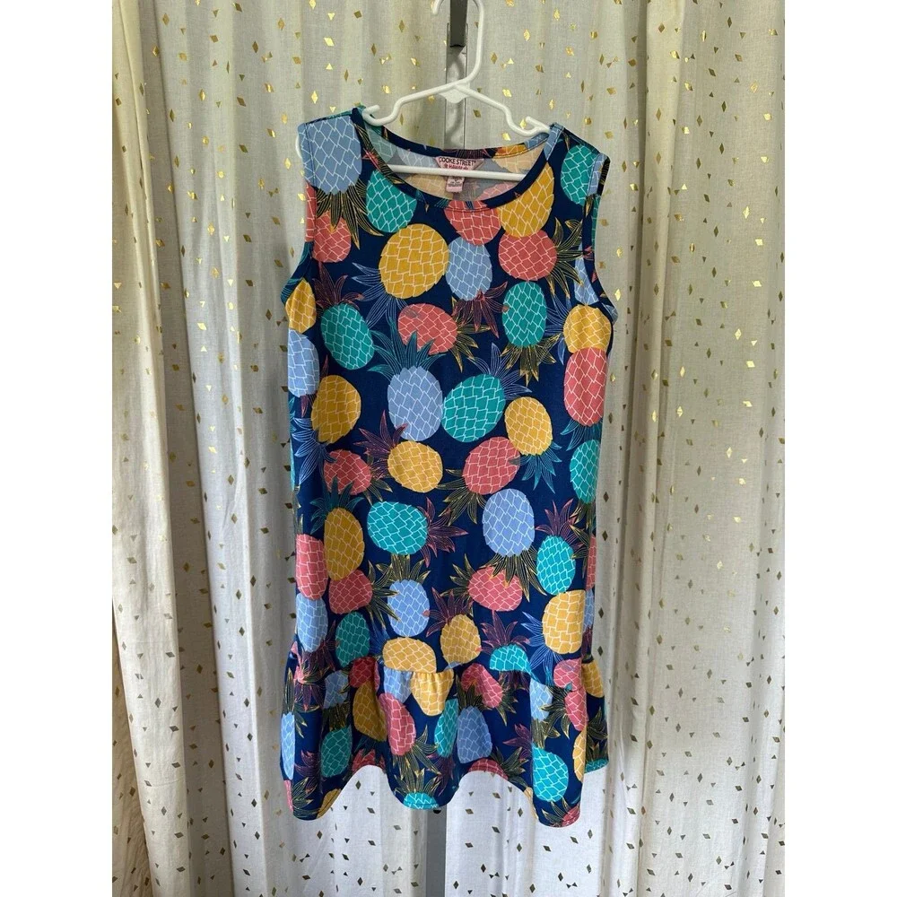 Cooke Street Hawaii Girls All Over Colorful Pineapples Hawaiian Dress M (8)